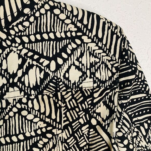 Ruby Rd. Sz 12 Geometric Design w Beading Neckline Brown & Tan Jacket 3/4 Sleeve - Picture 8 of 11